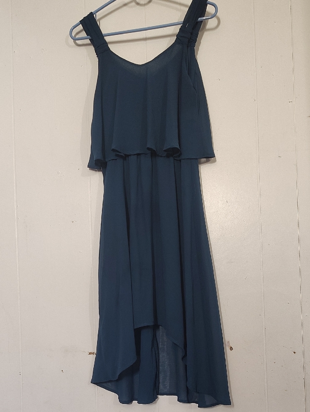 Maurices Teal High-Low Layered Sleeveless Dress